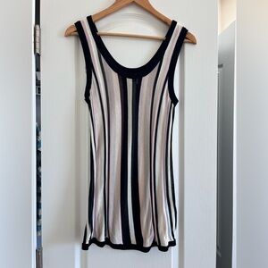 Anne Klein Black and Cream Striped Sleeveless Top